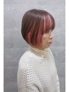 コワフュールトーリ フジグラン店(COIFFURE TORI) ピンクインナーボブ×ナチュラルグラデーション