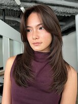 ナヌーク ダイカンヤマ(nanuk daikanyama) ロングレイヤーカットモカブラウンハッシュカットストレート