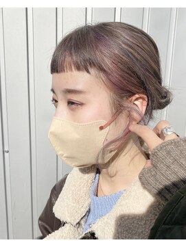 ピエドプールポッシュ(PiED DE POULE POCHE) オン眉バング+ペールピンク&ミルクティー