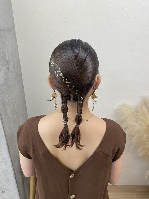 箔付きタイトヘアアレンジ/大宮東口タイトヘアアレンジ