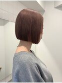 前下がりボブ切りっぱなしボブミニボブハイトーンカラー/新宿