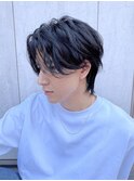 メンズショートパーマセンターパート長めレイヤーK20240706