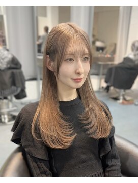 ベル(BEL) 【韓国風】20代、30代◎ミルクティーベージュワンカールレイヤー