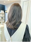 福山市美容室人気イルミナカラー グレージュ ゆる巻