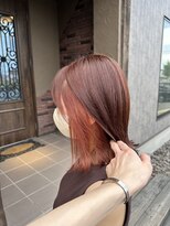 ヘアー クリエイト カルバリ(HAIR CREATE Calbari)&nbsp;切りっぱなしボブ×アプリコットオレンジ