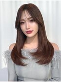 大人可愛い韓国ヘア 2waybang シースルー顔周りレイヤーカット
