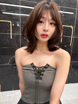 サイン 表参道(SIGN) 韓国ヘアーハッシュカットレイヤーカットグレージュブリーチ無し