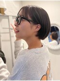 ショート ミニボブ 透明感カラー オリーブベージュ 20代30代