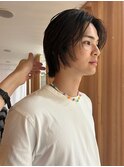 =メンズボブ/フェザーパーマ/MEN’S HAIR/ブルーブラック