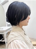 say.ショートボブひし形ショートローズブラウン暗めカラー