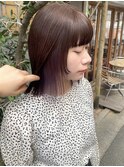 花田ボブ切りっぱなしボブインナーカラーイヤリングカラー下北沢