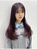 【上田】ロングレイヤーカット顔周りレイヤーピンクカラー暖色