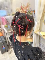 ヘアメイクアンドセットサロン リッコ(Hair make&set salon Ricco) 【梅田ヘアセット】個性派リボンアップヘア