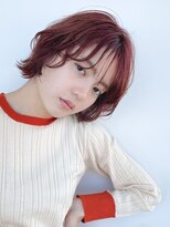 シェル 津山の手店(shel) レイヤーボブ/ウェーブヘア/オレンジベージュ/夏カラー