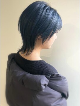 エル セルカ 高田馬場(el CERCA) ブルーブラックカラー×ショートウルフスタイル【高田馬場】