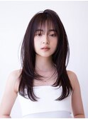 20代30代　大人かわいい　レイヤーカット　前髪　透明感カラー