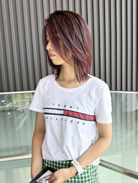 ウシワカマルエムティードット 富士宮店(USHIWAKAMARU MT.) レイヤーカット×ピンクブラウン