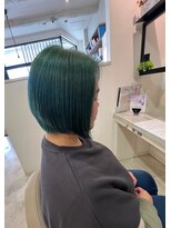 シェイプスヘアデザイン 自治医大店(Shape's hair design) 前下がりボブ×グリーン