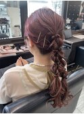 ポニーツインアレンジ♪ / ヘアセット 編みおろしヘア アレンジ
