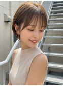 ひし形ショート/ショートボブ/シースルーバング/小顔ショート