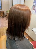 切りっぱなしボブ&ブリーチなしのアンブレラカラー
