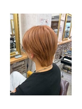 クラビス プラチノ(CLAVIS PRATINO) メンズカット　ダブルカラー　ブリーチ　オレンジベージュ