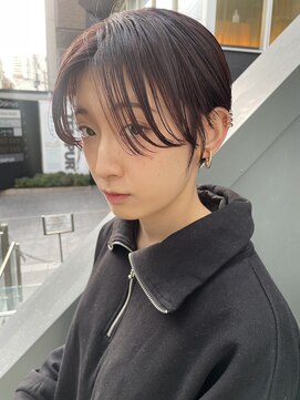 ヌード(NUDE) NUDEダークチェリー前髪なしハンサムショート大人ショートボブ