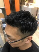 バーバーショップマッチ アイロンパーマ2ブロックショート