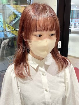 ラミエバイメルト 下北沢(lamie by melt) 毛利/顔まわり 小顔 レイヤー 暖色 オレンジ ピンク ベージュ