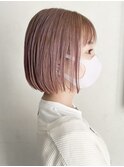ブリーチカラーショートボブミルクティーベージュダブルカラー