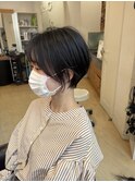 大人可愛い20代30代40代黒髪前下がりショートボブ丸みショート◎