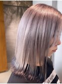 顔周りレイヤーカットダブルカラーシルバーエンドカラー調布