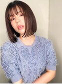 アッシュブラウン透け感切りっぱなしボブp1越谷20代30代40代