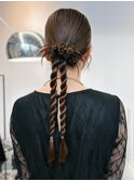 ヘアセット ヘアアレンジ カチモリヘア 三つ編みヘア 韓国ヘア
