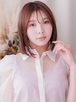 カバーヘア ブリス 川口(COVER HAIR bliss)&nbsp;ミルクベージュブリーチなし前下がり切りっぱなしボブレイヤー