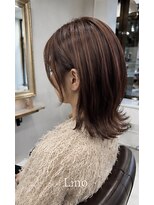 髪質改善Lino hair/縮毛矯正/白髪ぼかし/ハイライト/メンズカット【リノヘア】 耳掛け外ハネボブ/ハイライト/ピンクブラウン