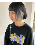 インナーカラー　ブルーヘアー