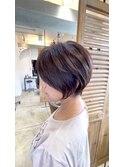 丸みショート小顔ショートボブアッシュブラウン20代30代40代