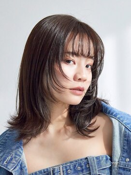 ロエ 博多店(loe) 【loe】暗髪カラー×外ハネボブ×シースルーバング