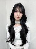 ミディアムレイヤー 艶カラー 暗髪 韓国風 髪質改善 福岡美容室
