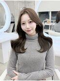 盛れる顔周りカット*ブリーチなしカラー透明感カラーグレージュ