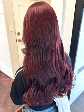 ラレイ ハラジュク(Lalei harajuku) 【白石】ブリーチなし赤髪チェリーピンク暖色艶カラーロング原宿