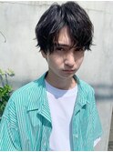 10代20代30代/外ハネパーマで抜け感マッシュ　黒髪