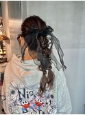 【ダブルポニーテール】/結婚式/二次会/同窓会/銀座/ヘアセット
