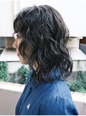 【macana指名】ミディアムレイヤーパーマウルフボブ登戸