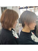 ゲイン(Gain)&nbsp;ショートカット白髪ぼかしダブルカラーハイライトレイヤーカット