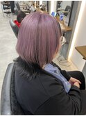 ラベンダー×ブラック裾カラーボブ