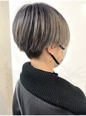 ホワイトグレージュ/ミニウルフ/デジタルパーマ/チェリーブラウ