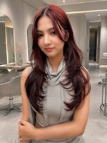 エレノア 武蔵小杉店(Eleanor) レイヤーカットワインレッドグレージュオリーブカラー