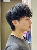 【島田佑】メンズカットウルフセンターパートニュアンスパーマ
